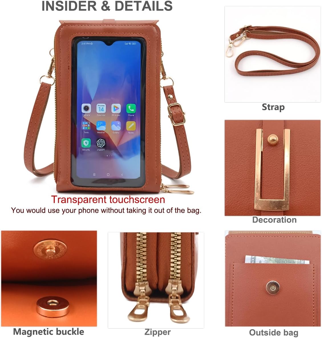 Small Cell Cross Body Purses for Women Mini Shoulder Handbags Zipper Crossbody Bags