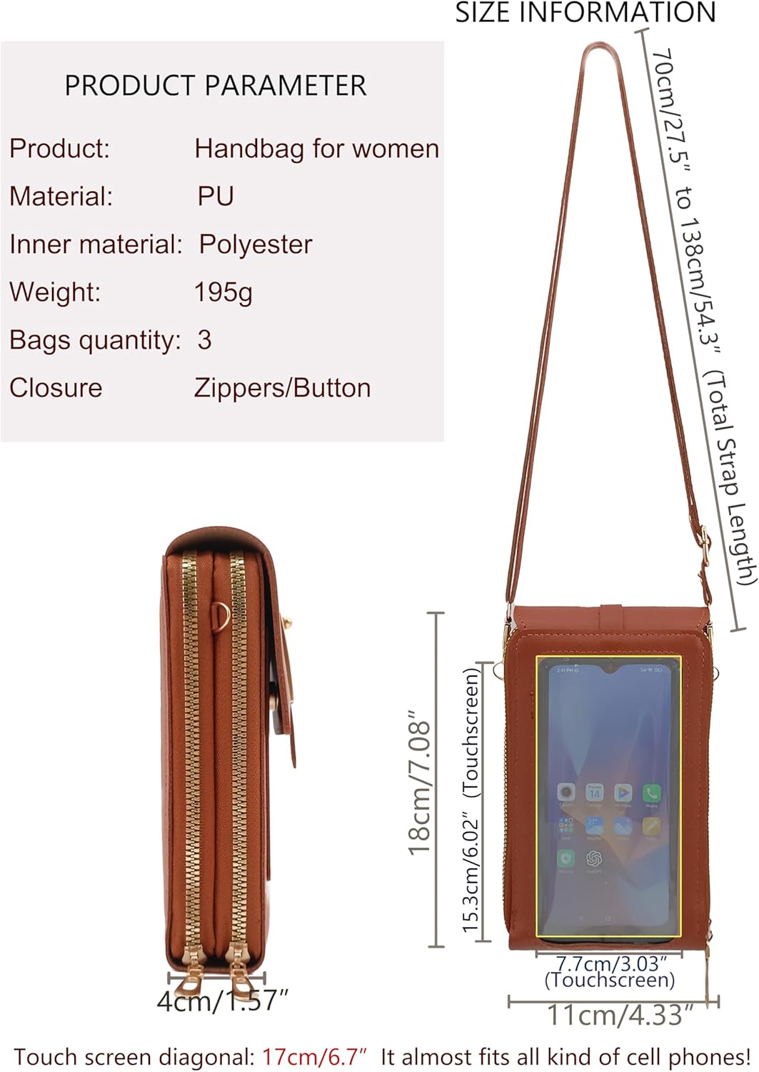 Small Cell Cross Body Purses for Women Mini Shoulder Handbags Zipper Crossbody Bags