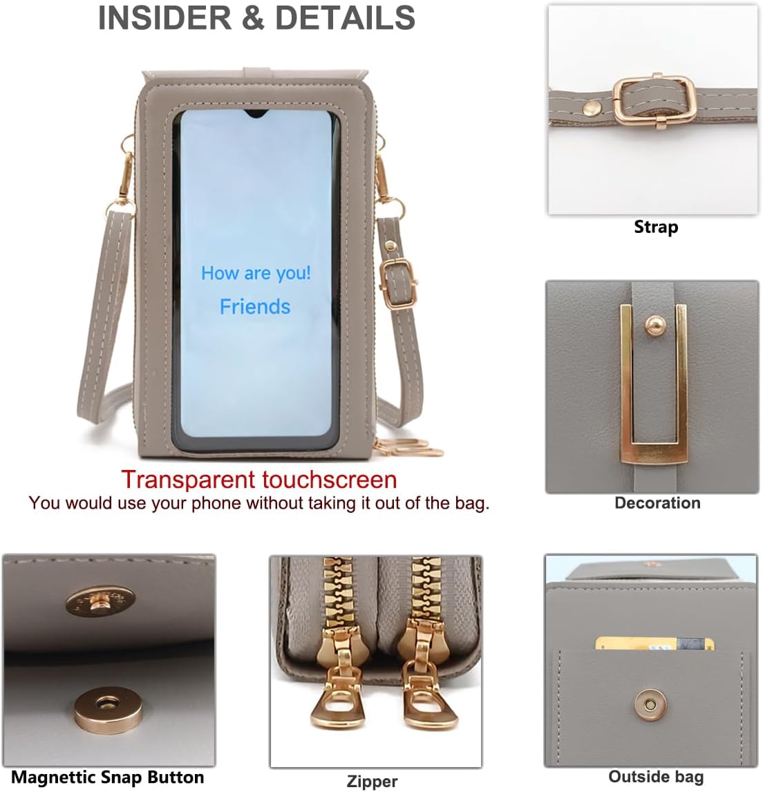 Small Cell Cross Body Purses for Women Mini Shoulder Handbags Zipper Crossbody Bags