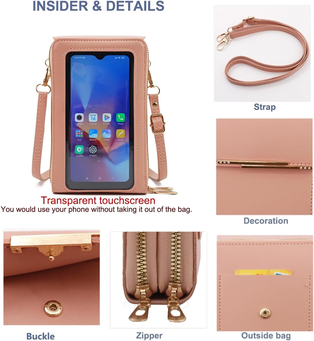 Small Cell Cross Body Purses for Women Mini Shoulder Handbags Zipper Crossbody Bags