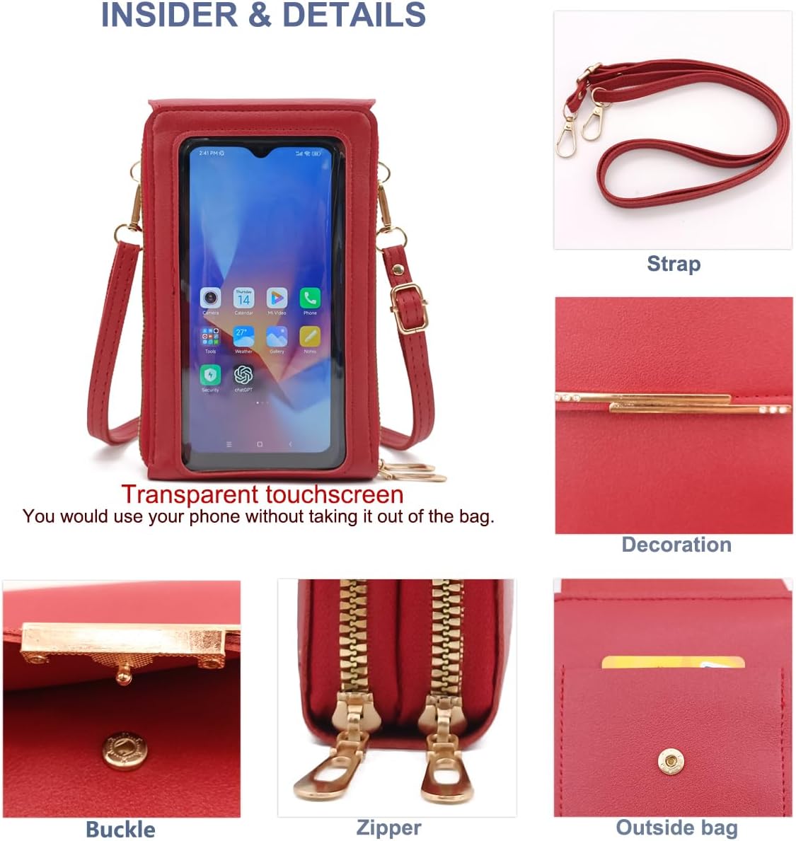 Small Cell Cross Body Purses for Women Mini Shoulder Handbags Zipper Crossbody Bags