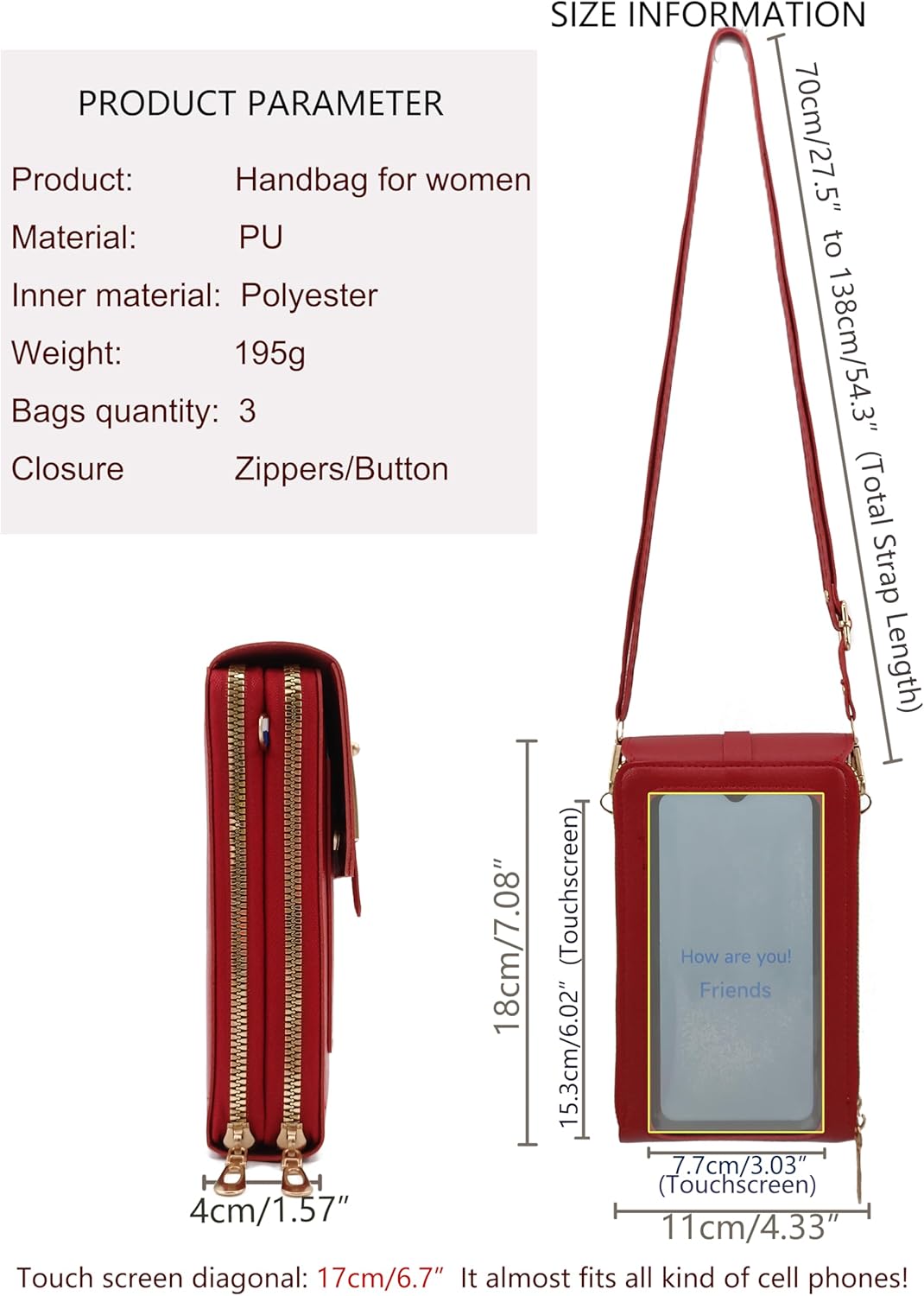 Small Cell Cross Body Purses for Women Mini Shoulder Handbags Zipper Crossbody Bags