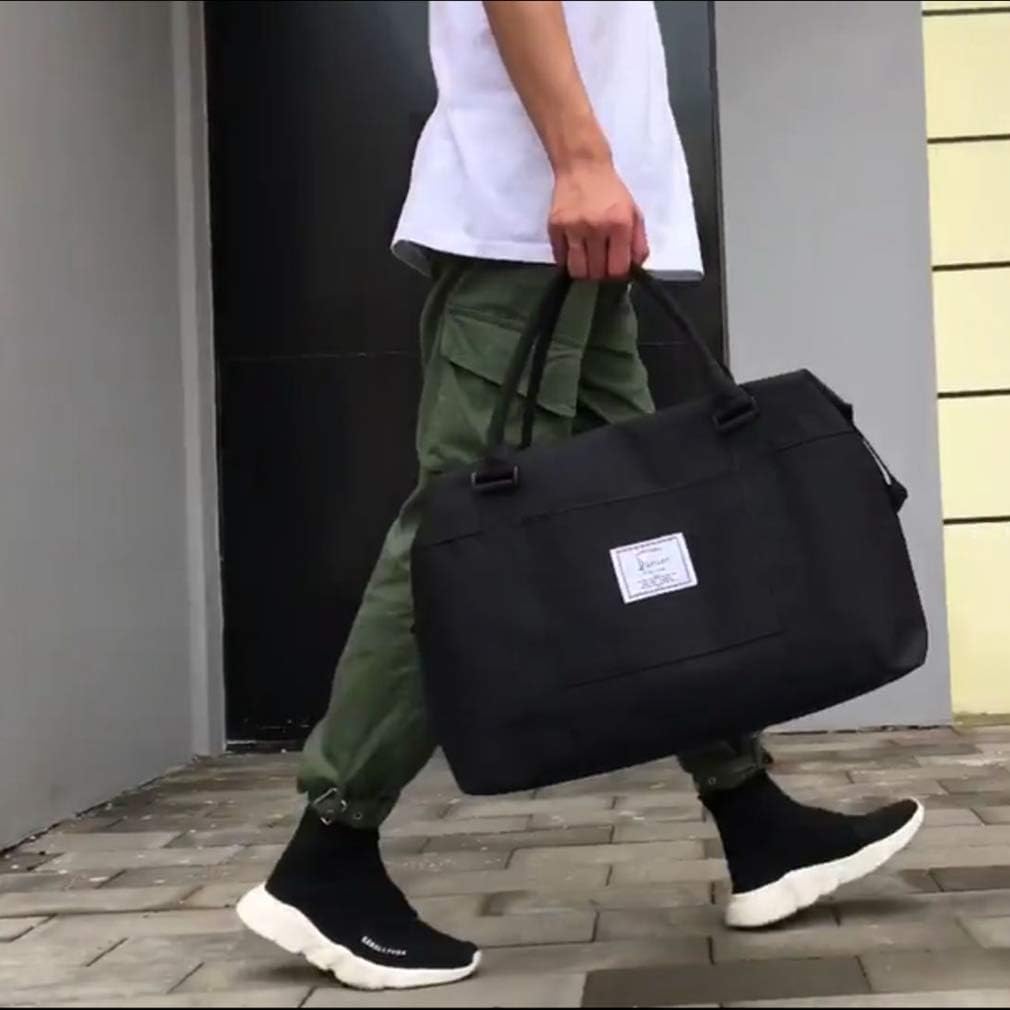 Unisex Large Travel Shoulder Weekender Overnight Bag Handbag Gym Tote Bag with Trolley Sleeve (Grey)