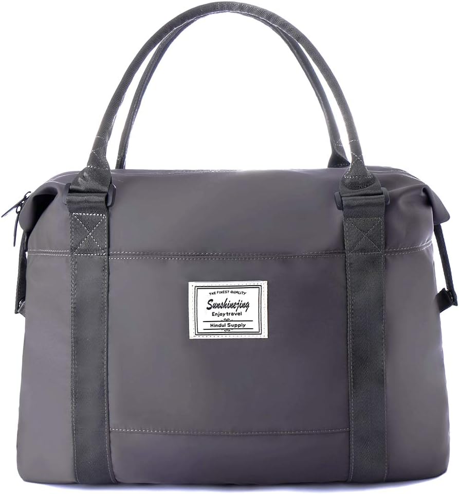 Unisex Large Travel Shoulder Weekender Overnight Bag Handbag Gym Tote Bag with Trolley Sleeve (Grey)