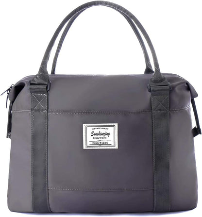 Unisex Large Travel Shoulder Weekender Overnight Bag Handbag Gym Tote Bag with Trolley Sleeve (Grey)