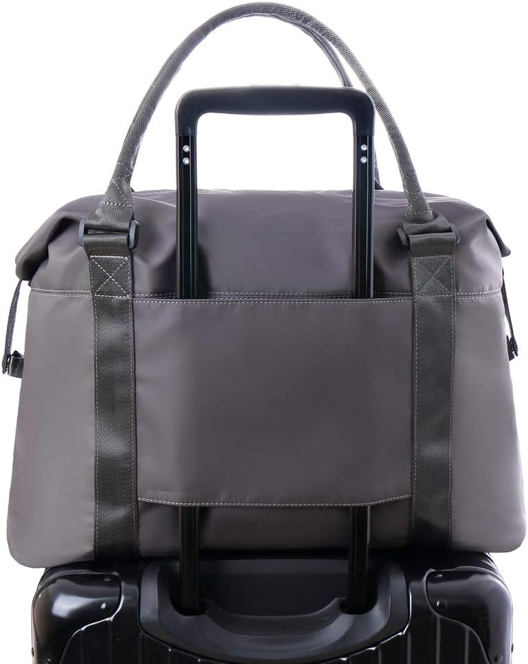 Unisex Large Travel Shoulder Weekender Overnight Bag Handbag Gym Tote Bag with Trolley Sleeve (Grey)