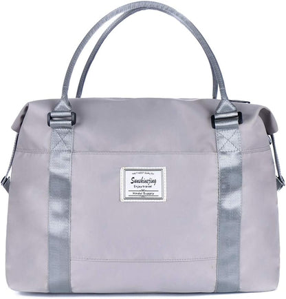 Unisex Large Travel Shoulder Weekender Overnight Bag Handbag Gym Tote Bag with Trolley Sleeve (Grey)