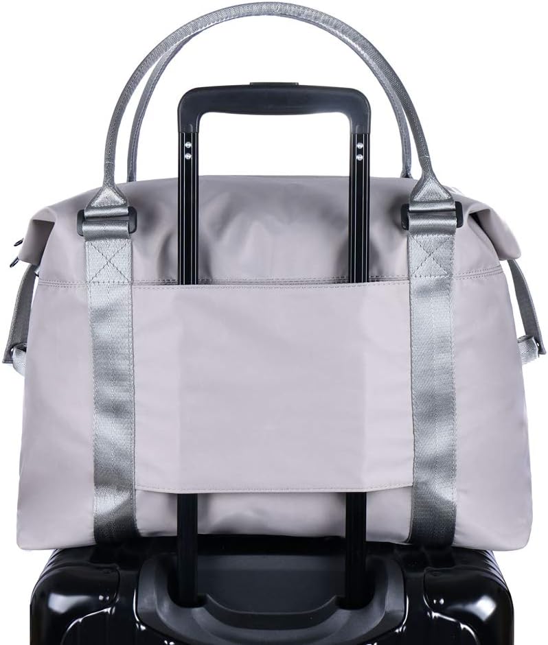 Unisex Large Travel Shoulder Weekender Overnight Bag Handbag Gym Tote Bag with Trolley Sleeve (Grey)