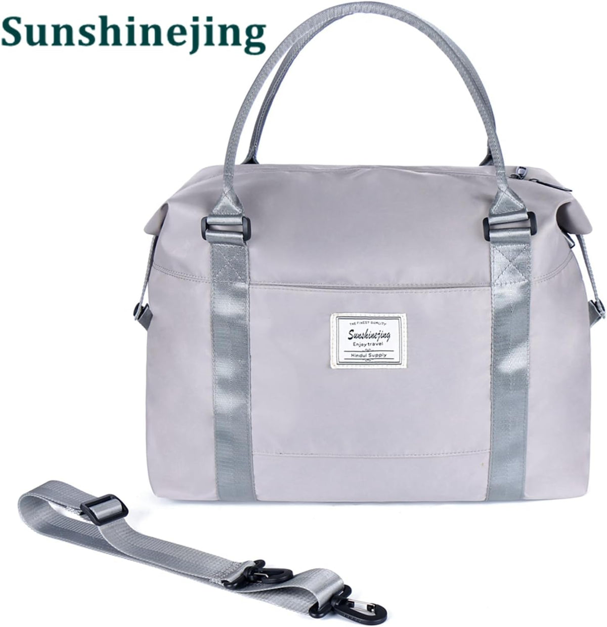 Unisex Large Travel Shoulder Weekender Overnight Bag Handbag Gym Tote Bag with Trolley Sleeve (Grey)