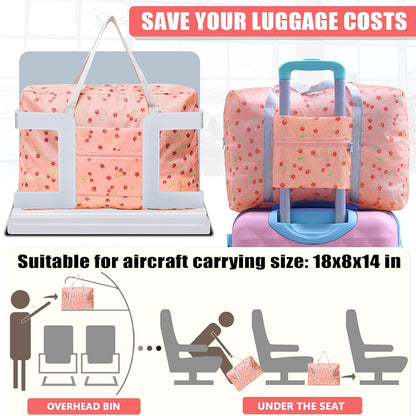 Travel Bag Carry on Duffel Bag Foldable Luggage Spirit Airlines Personal Item Bag Sports Gym Bags Weekender Overnight Bag Nylon Travel Duffel for Women (Green Apple)