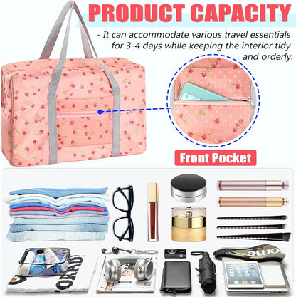 Travel Bag Carry on Duffel Bag Foldable Luggage Spirit Airlines Personal Item Bag Sports Gym Bags Weekender Overnight Bag Nylon Travel Duffel for Women (Green Apple)