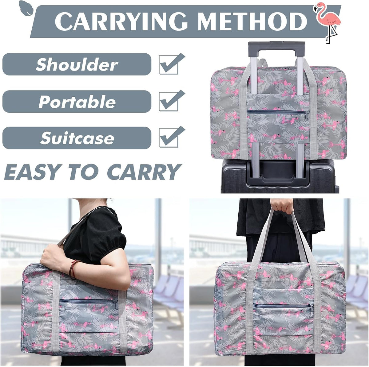 Travel Bag Carry on Duffel Bag Foldable Luggage Spirit Airlines Personal Item Bag Sports Gym Bags Weekender Overnight Bag Nylon Travel Duffel for Women (Green Apple)