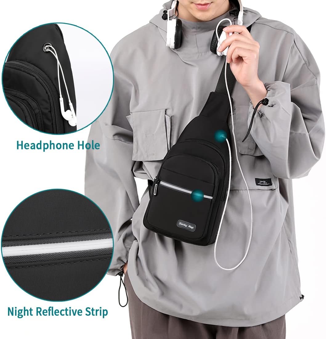 Sling Bag Crossbody Backpack for Men Women Small Chest Shoulder Bag for Travel Hiking Daypack Blue
