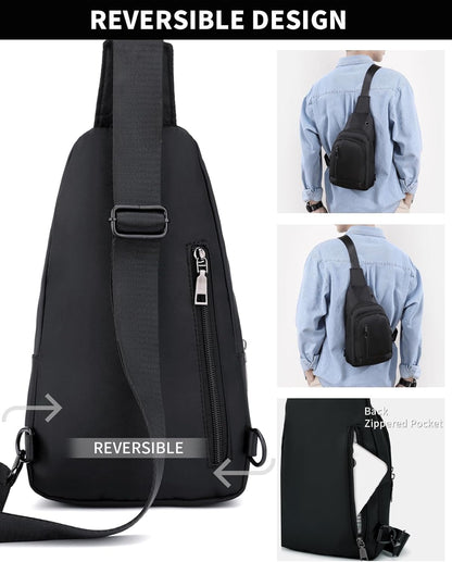 Sling Bag Crossbody Backpack for Men Women Small Chest Shoulder Bag for Travel Hiking Daypack Blue