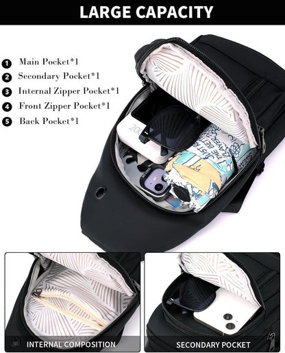 Sling Bag Crossbody Backpack for Men Women Small Chest Shoulder Bag for Travel Hiking Daypack Blue