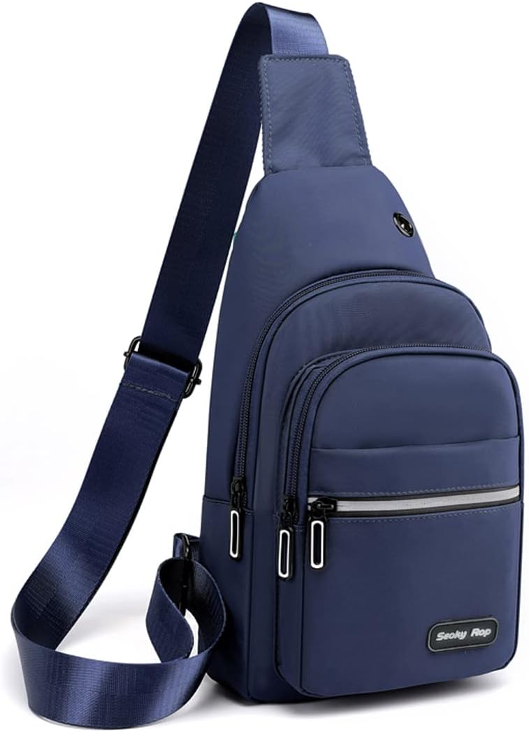 Sling Bag Crossbody Backpack for Men Women Small Chest Shoulder Bag for Travel Hiking Daypack Blue
