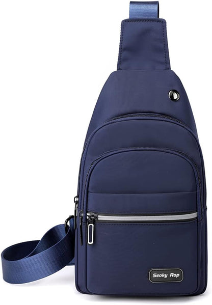 Sling Bag Crossbody Backpack for Men Women Small Chest Shoulder Bag for Travel Hiking Daypack Blue