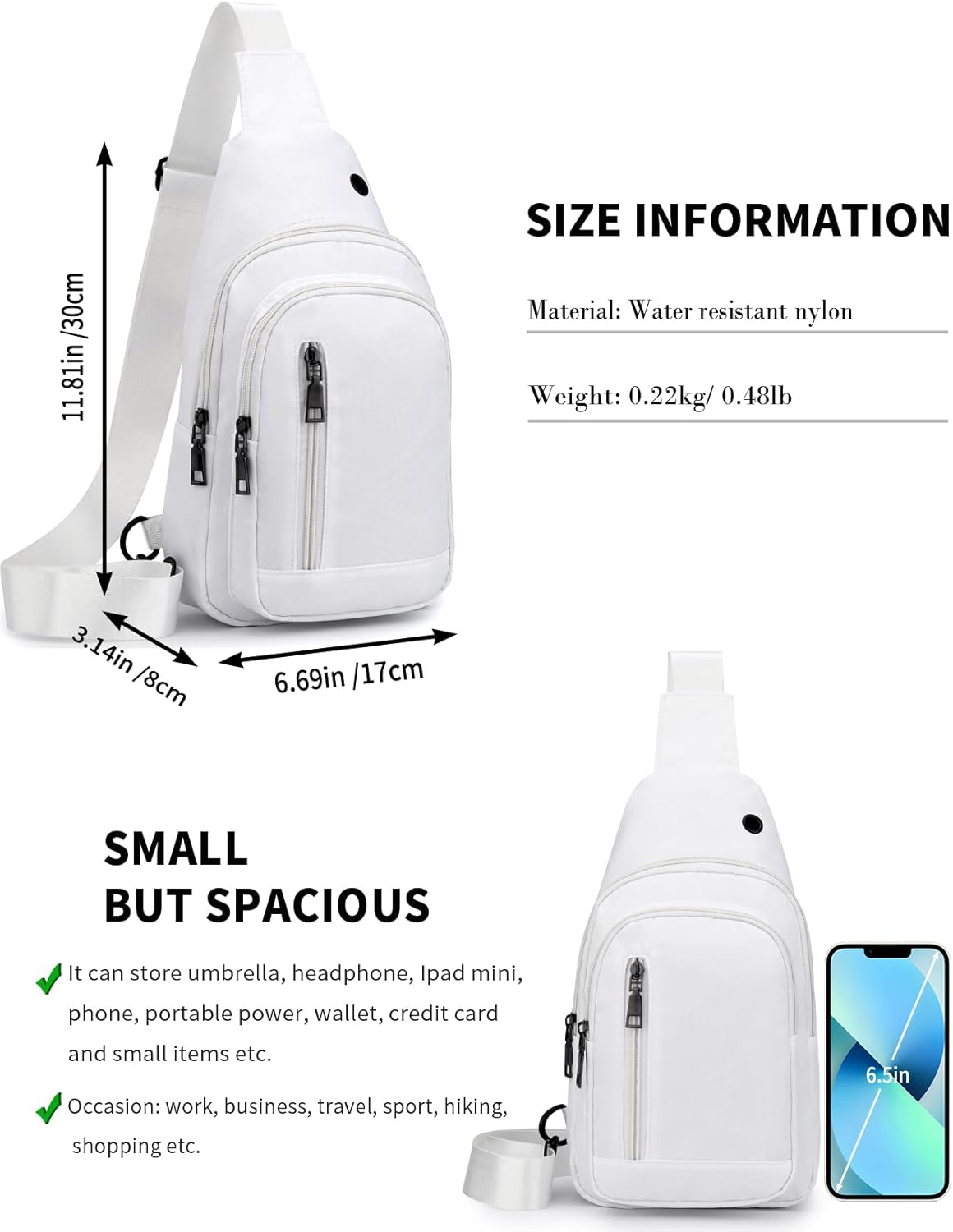 Sling Bag Crossbody Backpack for Men Women Small Chest Shoulder Bag for Travel Hiking Daypack Blue