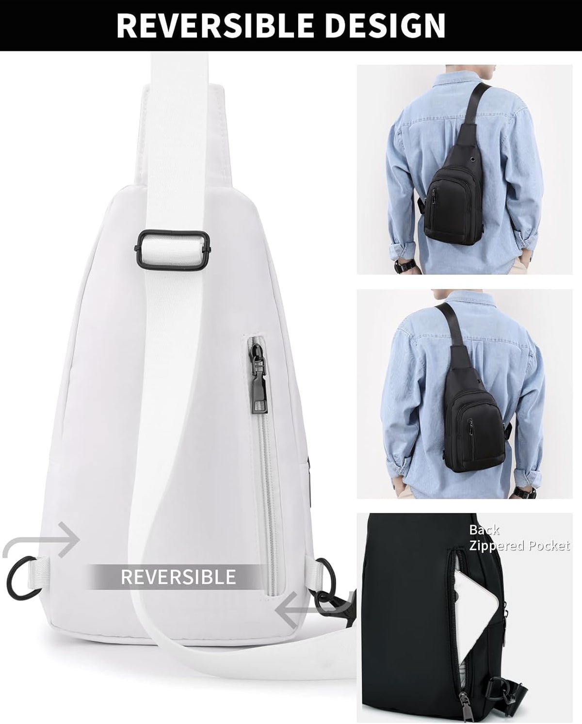 Sling Bag Crossbody Backpack for Men Women Small Chest Shoulder Bag for Travel Hiking Daypack Blue