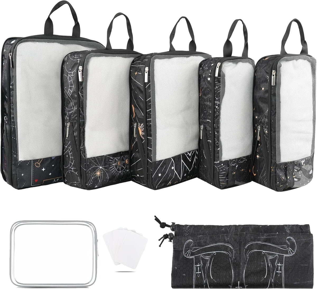 7 Pcs Compression Packing Cubes Travel for Suitcases, Luggage Organizer Washable Storage Bags Set for Backpack Travel- Packaging Cubes for Carry-Ons and Storage