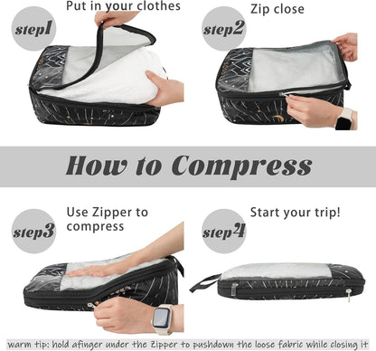 7 Pcs Compression Packing Cubes Travel for Suitcases, Luggage Organizer Washable Storage Bags Set for Backpack Travel- Packaging Cubes for Carry-Ons and Storage