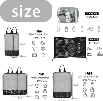 7 Pcs Compression Packing Cubes Travel for Suitcases, Luggage Organizer Washable Storage Bags Set for Backpack Travel- Packaging Cubes for Carry-Ons and Storage