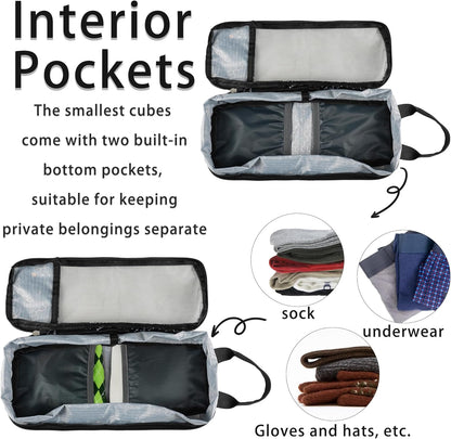 7 Pcs Compression Packing Cubes Travel for Suitcases, Luggage Organizer Washable Storage Bags Set for Backpack Travel- Packaging Cubes for Carry-Ons and Storage