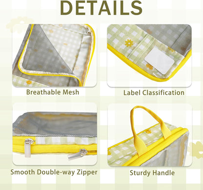 7 Pcs Compression Packing Cubes Travel for Suitcases, Luggage Organizer Washable Storage Bags Set for Backpack Travel- Packaging Cubes for Carry-Ons and Storage