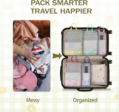 7 Pcs Compression Packing Cubes Travel for Suitcases, Luggage Organizer Washable Storage Bags Set for Backpack Travel- Packaging Cubes for Carry-Ons and Storage