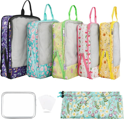 7 Pcs Compression Packing Cubes Travel for Suitcases, Luggage Organizer Washable Storage Bags Set for Backpack Travel- Packaging Cubes for Carry-Ons and Storage