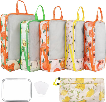 7 Pcs Compression Packing Cubes Travel for Suitcases, Luggage Organizer Washable Storage Bags Set for Backpack Travel- Packaging Cubes for Carry-Ons and Storage