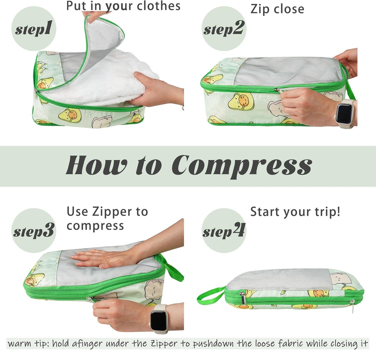 7 Pcs Compression Packing Cubes Travel for Suitcases, Luggage Organizer Washable Storage Bags Set for Backpack Travel- Packaging Cubes for Carry-Ons and Storage