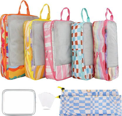 7 Pcs Compression Packing Cubes Travel for Suitcases, Luggage Organizer Washable Storage Bags Set for Backpack Travel- Packaging Cubes for Carry-Ons and Storage