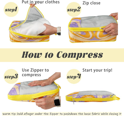 7 Pcs Compression Packing Cubes Travel for Suitcases, Luggage Organizer Washable Storage Bags Set for Backpack Travel- Packaging Cubes for Carry-Ons and Storage