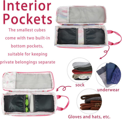 7 Pcs Compression Packing Cubes Travel for Suitcases, Luggage Organizer Washable Storage Bags Set for Backpack Travel- Packaging Cubes for Carry-Ons and Storage