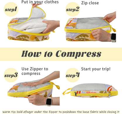 7 Pcs Compression Packing Cubes Travel for Suitcases, Luggage Organizer Washable Storage Bags Set for Backpack Travel- Packaging Cubes for Carry-Ons and Storage