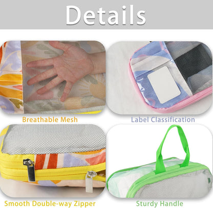 7 Pcs Compression Packing Cubes Travel for Suitcases, Luggage Organizer Washable Storage Bags Set for Backpack Travel- Packaging Cubes for Carry-Ons and Storage