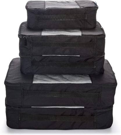 Packing Cubes for Travel - 5 Piece Set with Pattern Design, Lightweight Ripstop Nylon Luggage Organizers with Mesh Panel, Small Medium Large Sizes