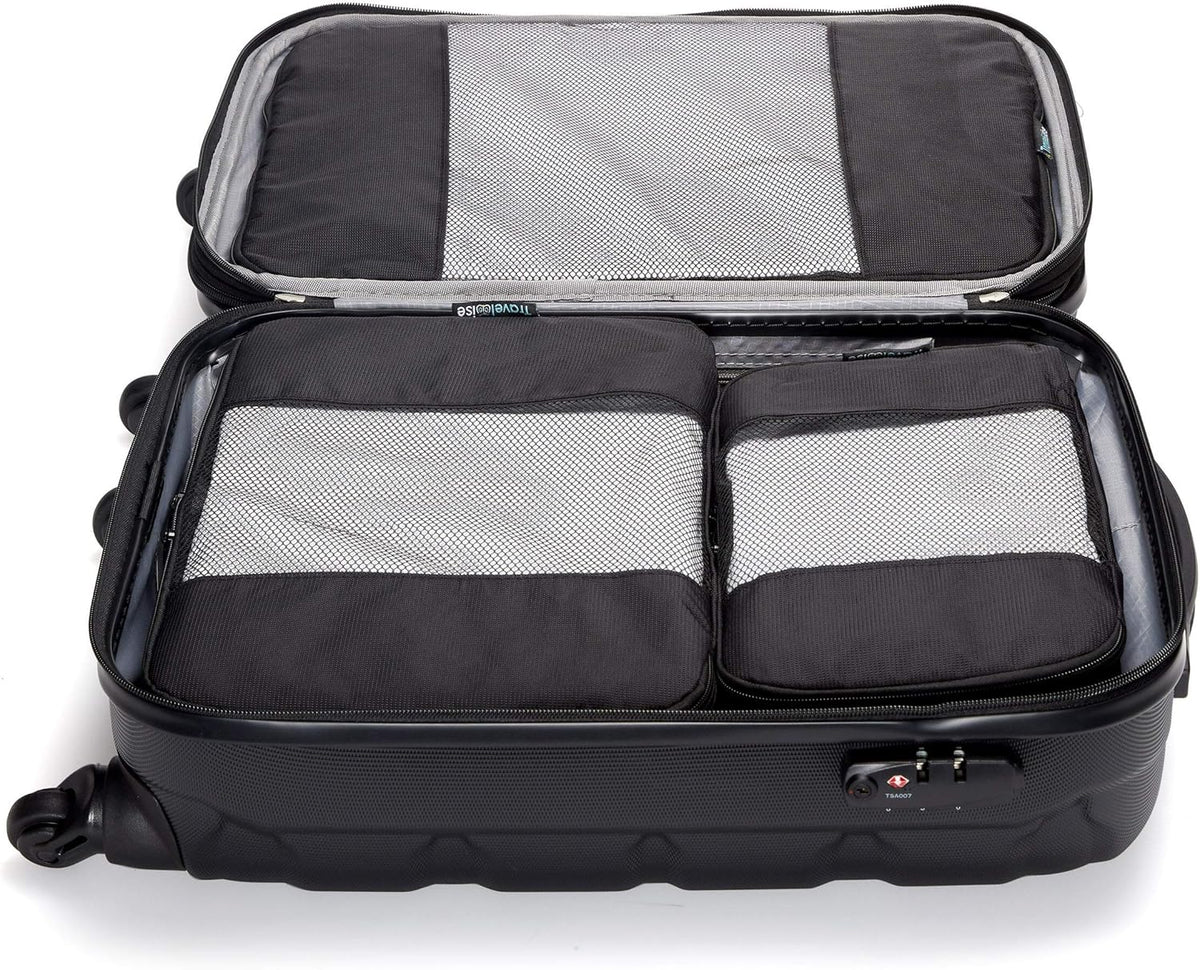 Packing Cubes for Travel - 5 Piece Set with Pattern Design, Lightweight Ripstop Nylon Luggage Organizers with Mesh Panel, Small Medium Large Sizes