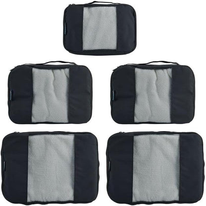 Packing Cubes for Travel - 5 Piece Set with Pattern Design, Lightweight Ripstop Nylon Luggage Organizers with Mesh Panel, Small Medium Large Sizes