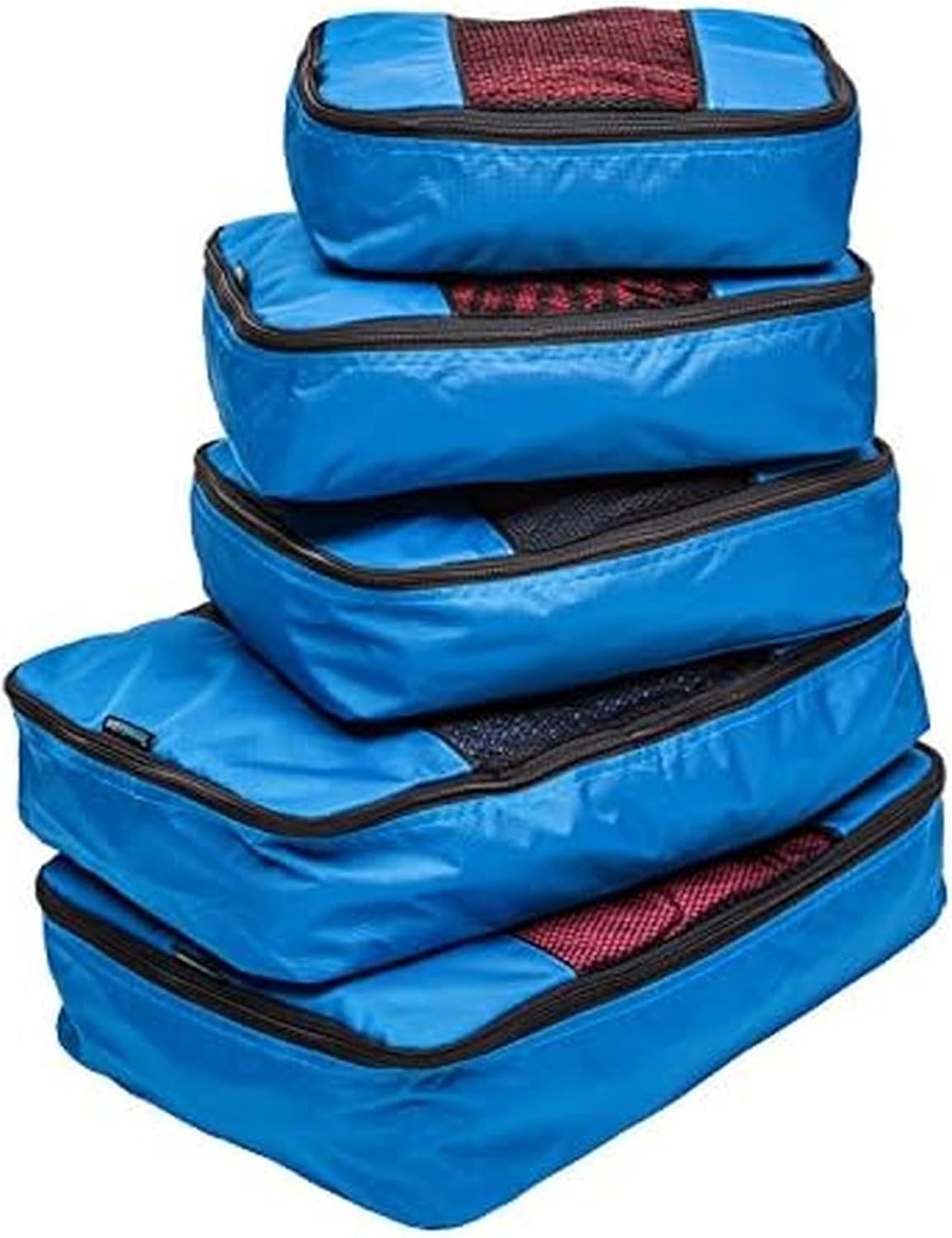 Packing Cubes for Travel - 5 Piece Set with Pattern Design, Lightweight Ripstop Nylon Luggage Organizers with Mesh Panel, Small Medium Large Sizes