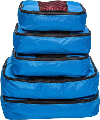 Packing Cubes for Travel - 5 Piece Set with Pattern Design, Lightweight Ripstop Nylon Luggage Organizers with Mesh Panel, Small Medium Large Sizes