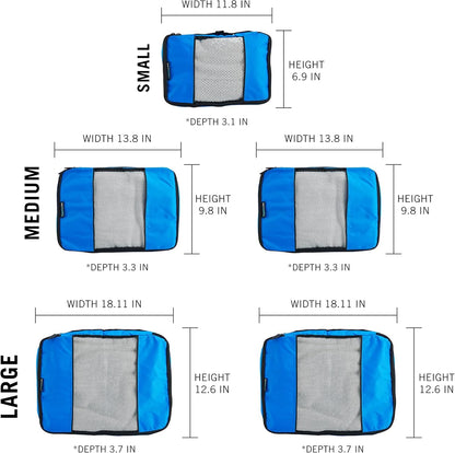 Packing Cubes for Travel - 5 Piece Set with Pattern Design, Lightweight Ripstop Nylon Luggage Organizers with Mesh Panel, Small Medium Large Sizes