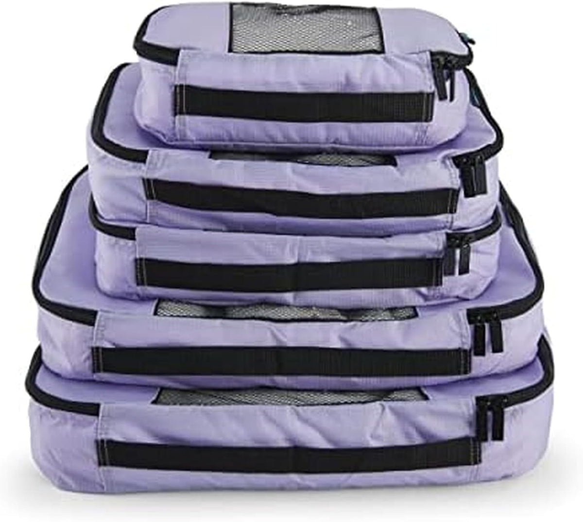Packing Cubes for Travel - 5 Piece Set with Pattern Design, Lightweight Ripstop Nylon Luggage Organizers with Mesh Panel, Small Medium Large Sizes