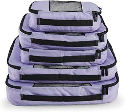 Packing Cubes for Travel - 5 Piece Set with Pattern Design, Lightweight Ripstop Nylon Luggage Organizers with Mesh Panel, Small Medium Large Sizes