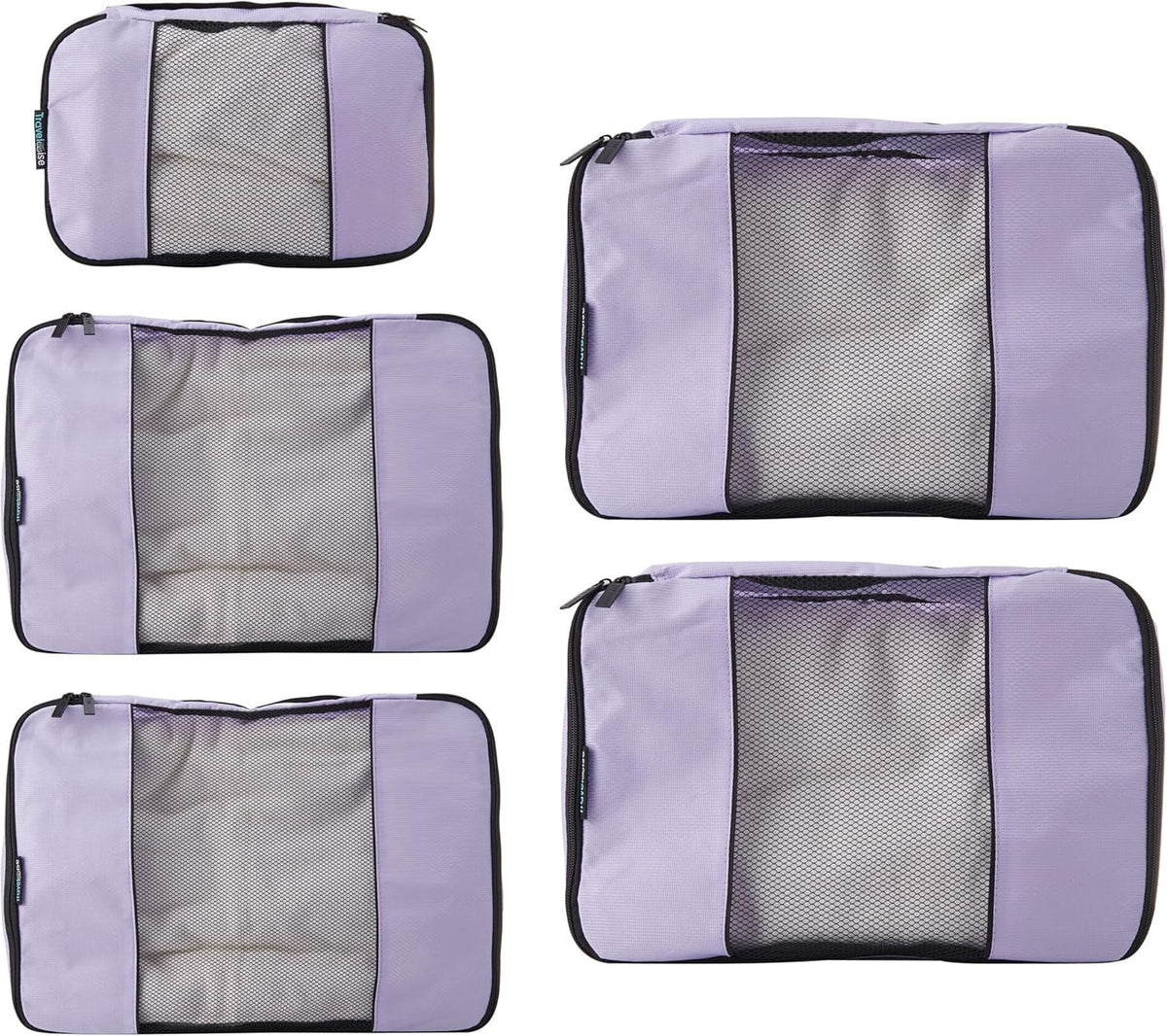 Packing Cubes for Travel - 5 Piece Set with Pattern Design, Lightweight Ripstop Nylon Luggage Organizers with Mesh Panel, Small Medium Large Sizes