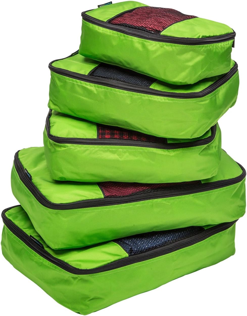 Packing Cubes for Travel - 5 Piece Set with Pattern Design, Lightweight Ripstop Nylon Luggage Organizers with Mesh Panel, Small Medium Large Sizes