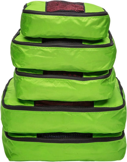 Packing Cubes for Travel - 5 Piece Set with Pattern Design, Lightweight Ripstop Nylon Luggage Organizers with Mesh Panel, Small Medium Large Sizes