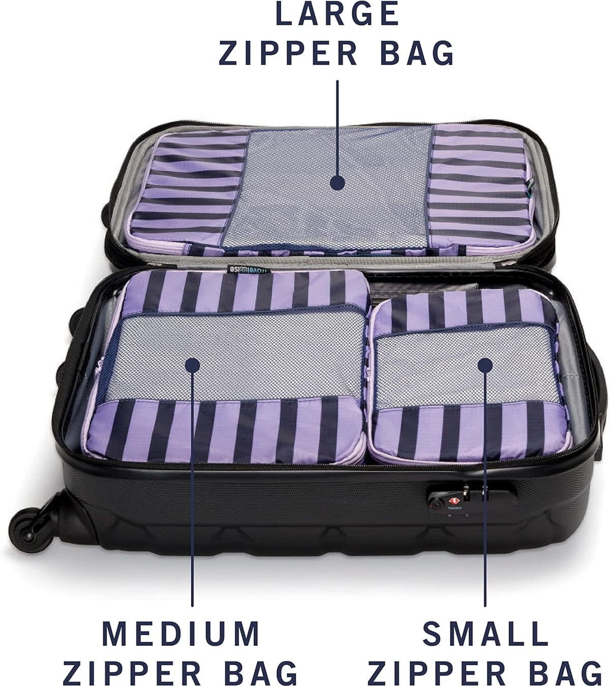 Packing Cubes for Travel - 5 Piece Set with Pattern Design, Lightweight Ripstop Nylon Luggage Organizers with Mesh Panel, Small Medium Large Sizes