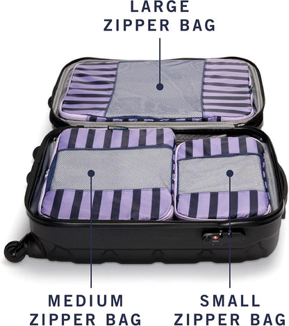 Packing Cubes for Travel - 5 Piece Set with Pattern Design, Lightweight Ripstop Nylon Luggage Organizers with Mesh Panel, Small Medium Large Sizes
